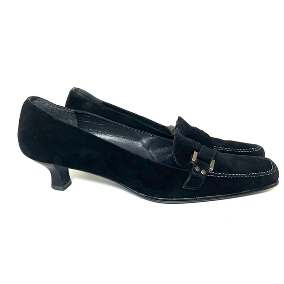 Stuart Weitzman Shoes - Stuart Weitzman Black Suede Loafers Size 8 1/2 M